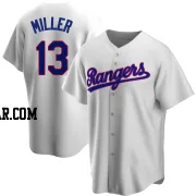 Brad Miller Men's Texas Rangers White Replica Home Cooperstown Collection Jersey