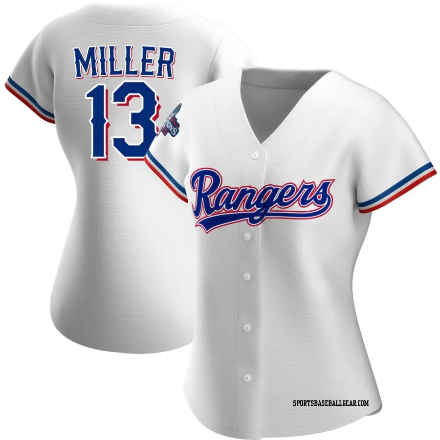 Brad Miller Women's Texas Rangers White Replica Home 2023 World Series Champions Jersey