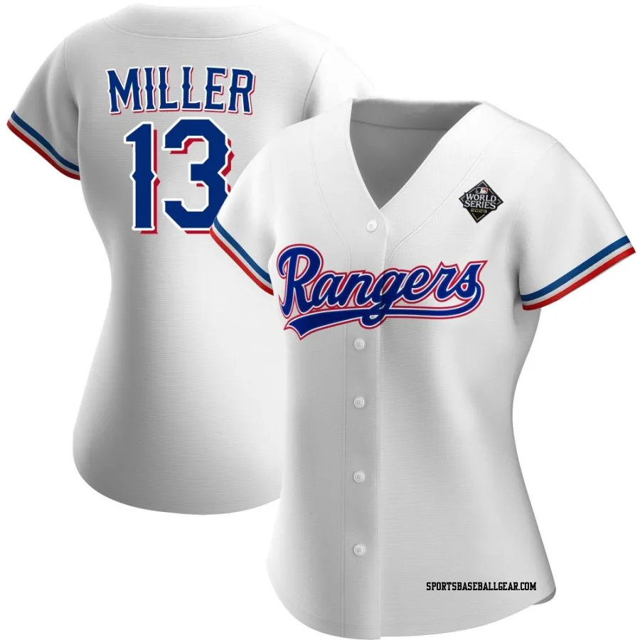 Brad Miller Women's Texas Rangers White Replica Home 2023 World Series Jersey