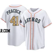 Brad Peacock Men's Houston Astros Gold Replica White 2023 Collection Jersey