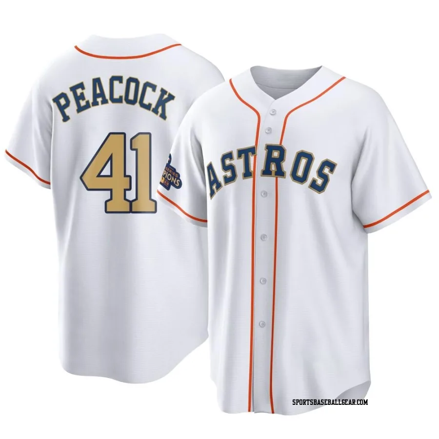 Brad Peacock Men's Houston Astros Gold Replica White 2023 Collection Jersey