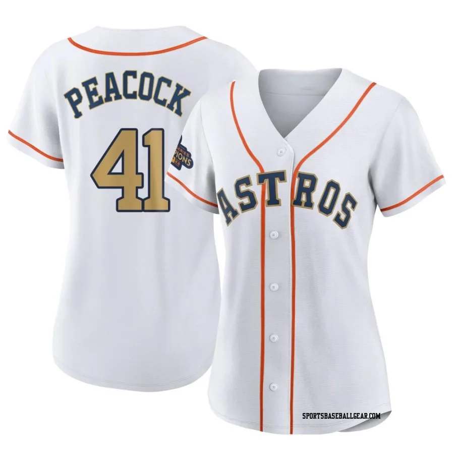 Brad Peacock Women's Houston Astros Gold Replica White 2023 Collection Jersey