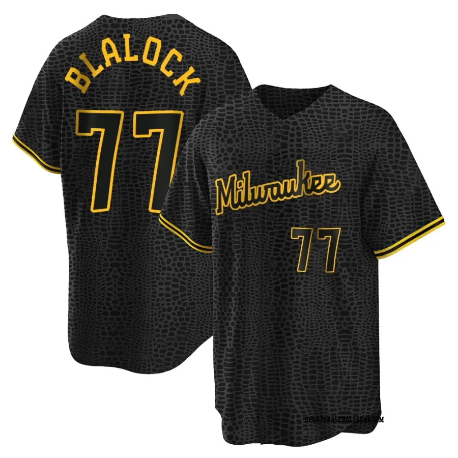 Bradley Blalock Men's Milwaukee Brewers Black Replica Snake Skin City Jersey