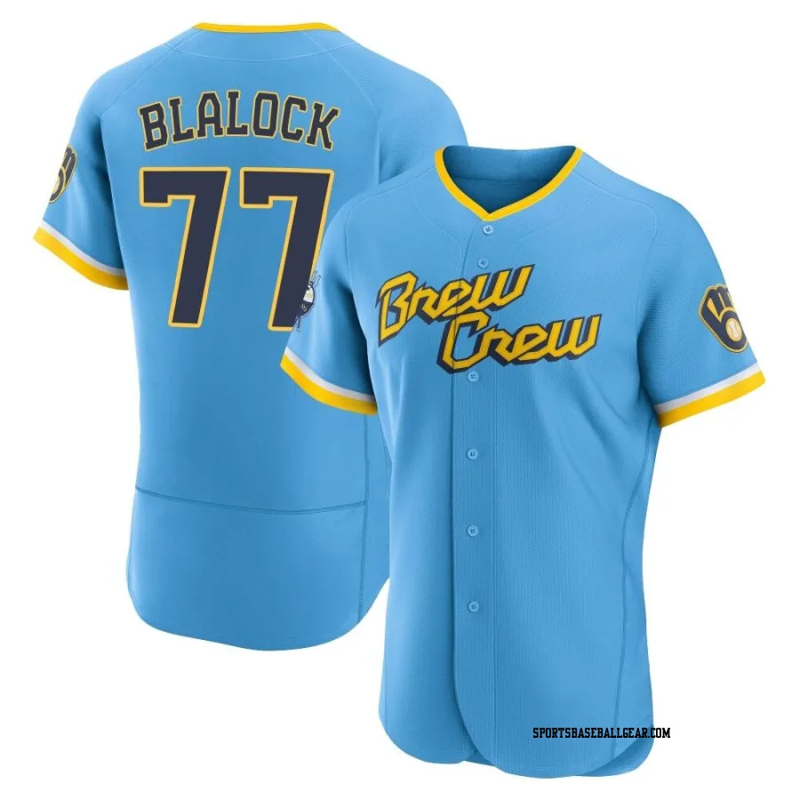 Bradley Blalock Men's Milwaukee Brewers Blue Authentic Powder 2022 City Connect Jersey