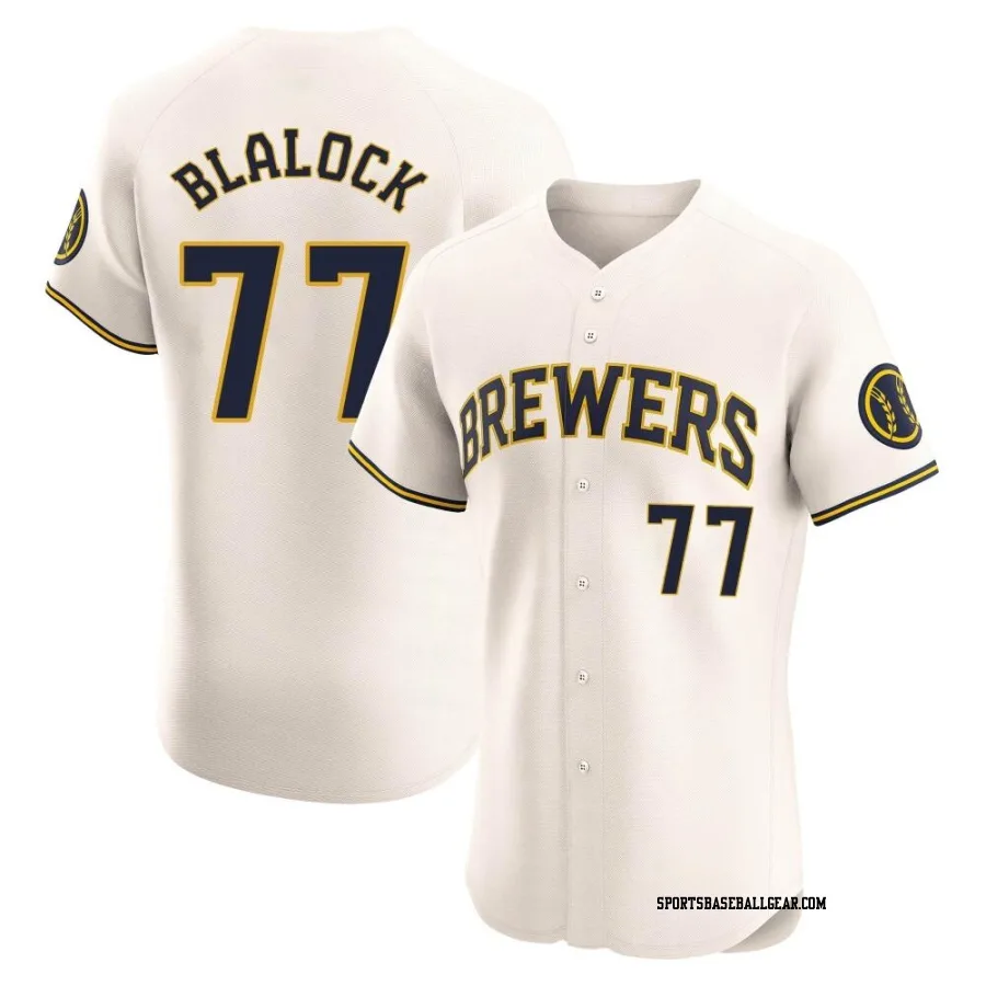 Bradley Blalock Men's Milwaukee Brewers Cream Elite Home Jersey