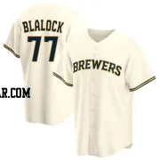 Bradley Blalock Men's Milwaukee Brewers Cream Replica Home Jersey