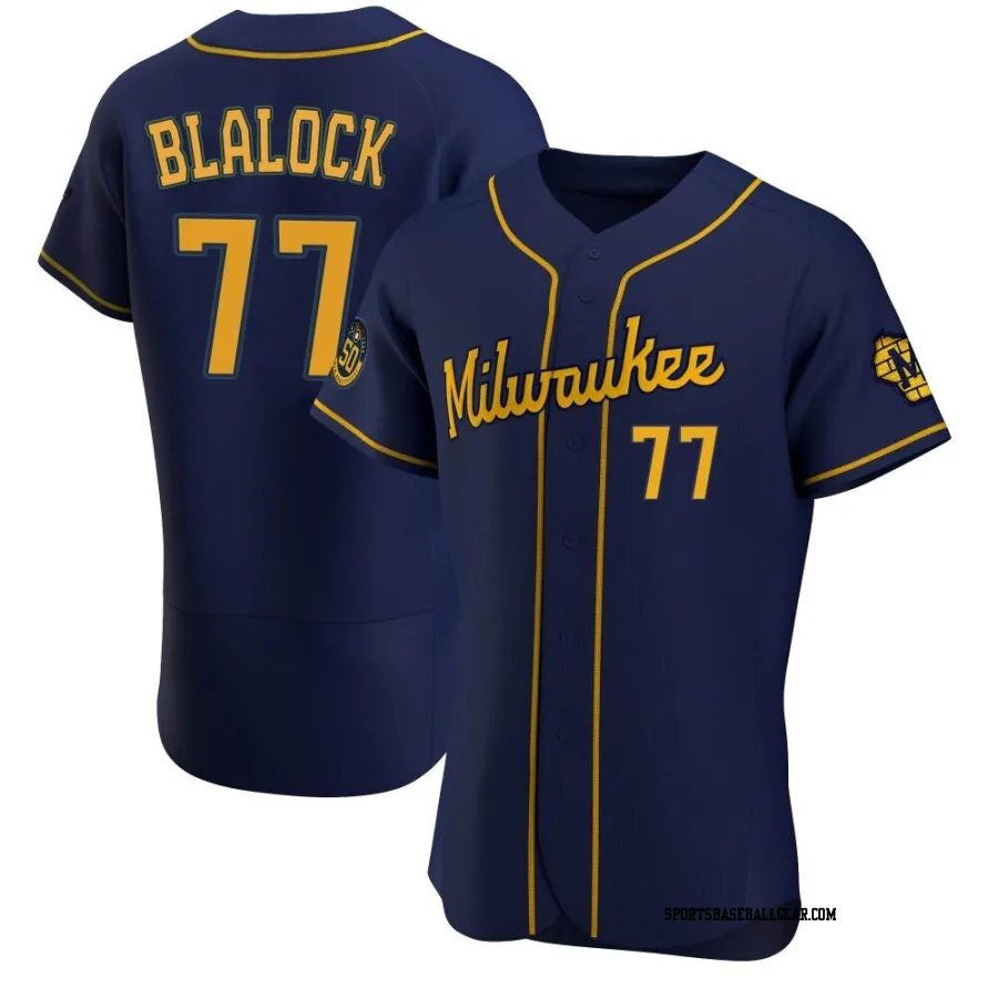 Bradley Blalock Men's Milwaukee Brewers Navy Authentic Alternate Jersey