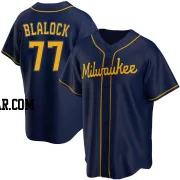 Bradley Blalock Men's Milwaukee Brewers Navy Replica Alternate Jersey