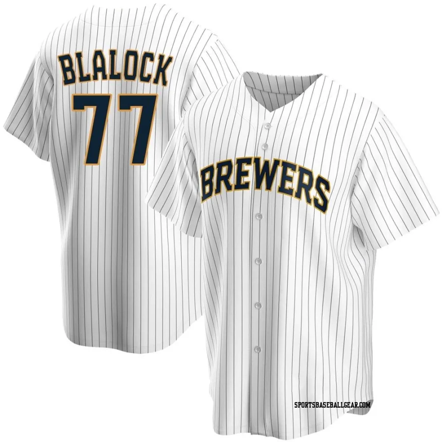 Bradley Blalock Men's Milwaukee Brewers White Replica Home Jersey