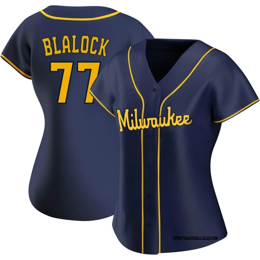 Bradley Blalock Women's Milwaukee Brewers Navy Authentic Alternate Jersey