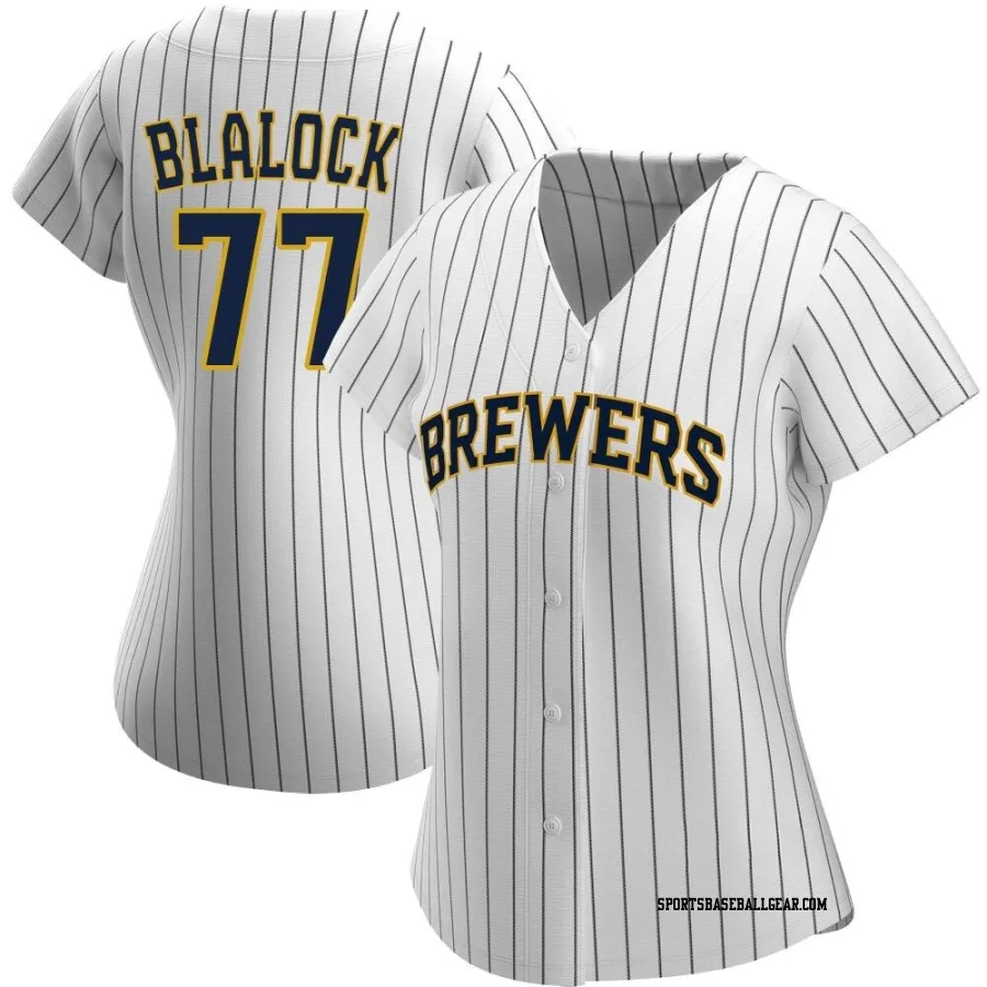 Bradley Blalock Women's Milwaukee Brewers White/Navy Replica Alternate Jersey