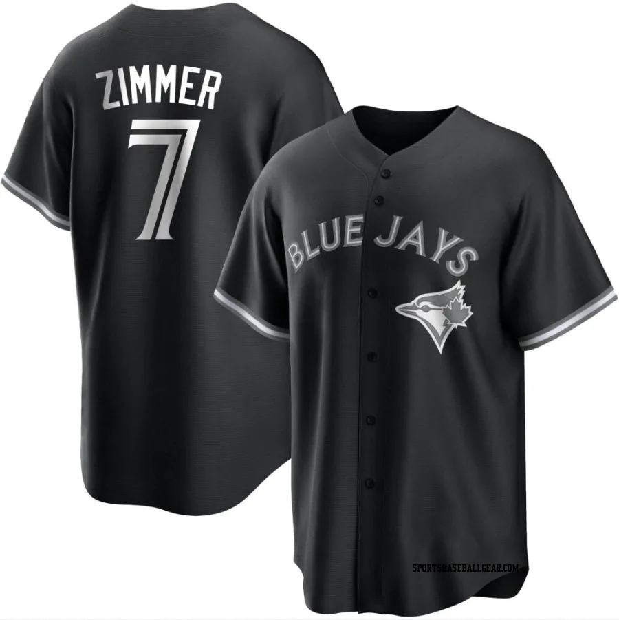 Bradley Zimmer Men's Toronto Blue Jays Black/White Replica Jersey