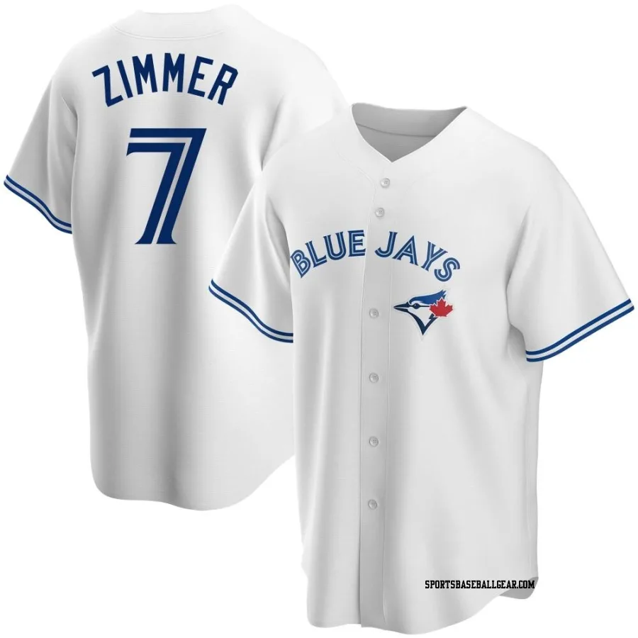 Bradley Zimmer Men's Toronto Blue Jays White Replica Home Jersey