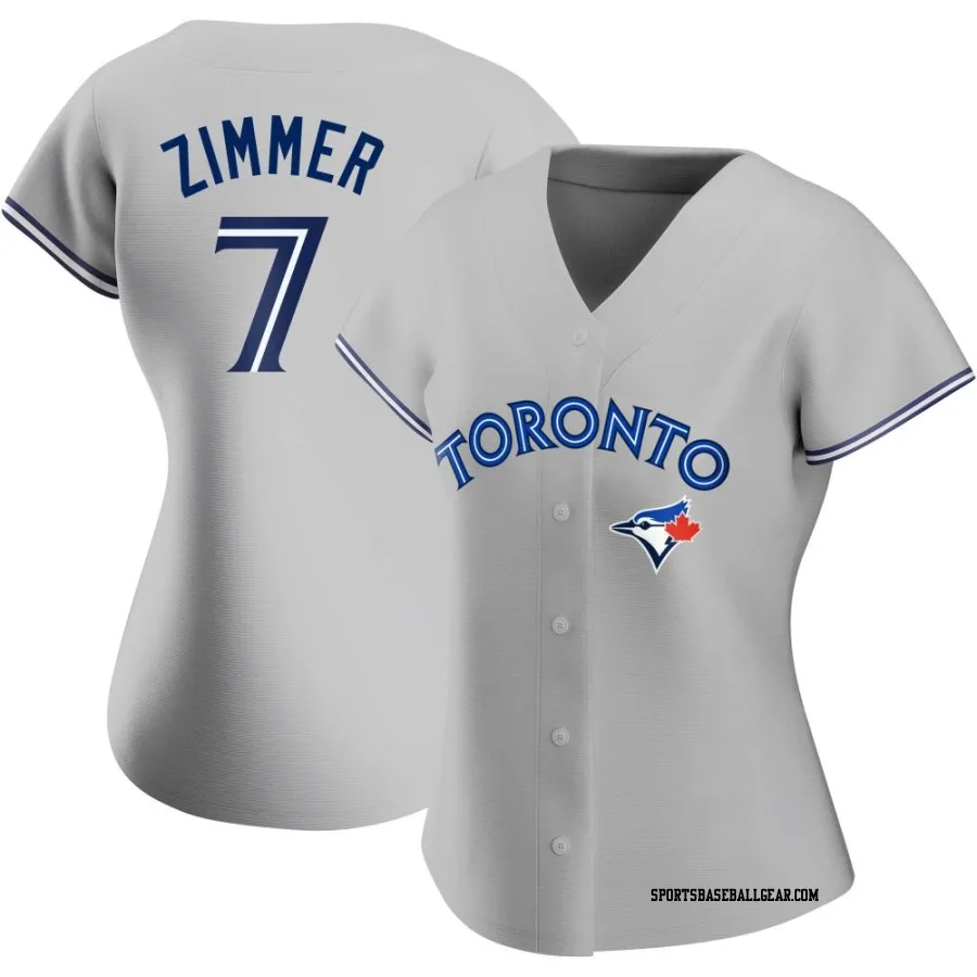 Bradley Zimmer Women's Toronto Blue Jays Gray Authentic Road Jersey