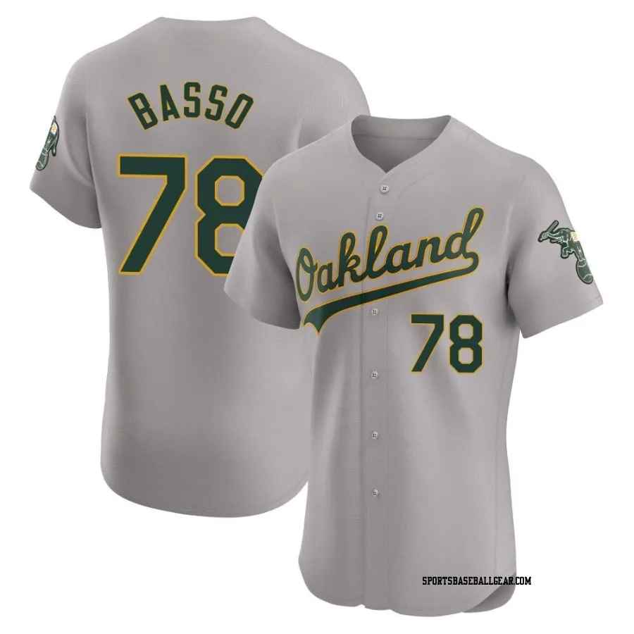 Brady Basso Men's Oakland Athletics Gray Elite Road Jersey