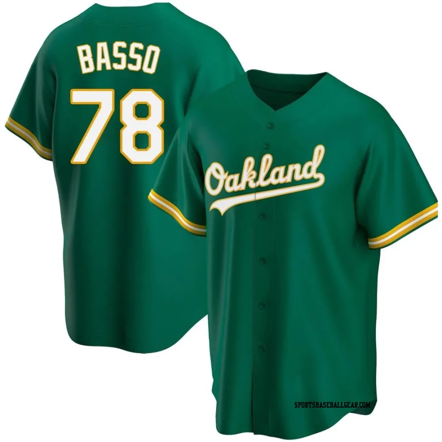 Brady Basso Men's Oakland Athletics Green Replica Kelly Alternate Jersey