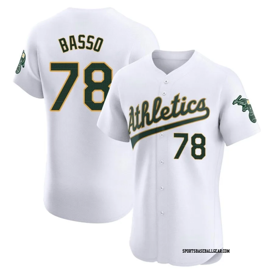 Brady Basso Men's Oakland Athletics White Elite Home Jersey