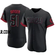 Brady Singer Men's Cincinnati Reds Black Authentic 2023 City Connect Jersey