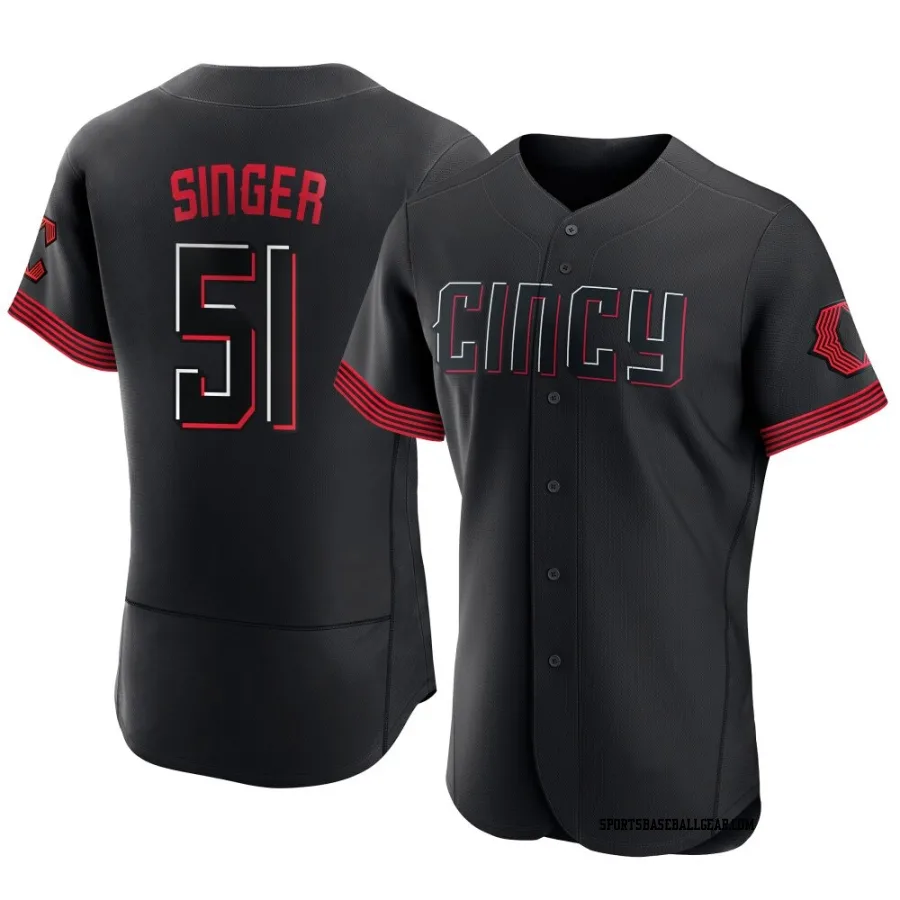 Brady Singer Men's Cincinnati Reds Black Authentic 2023 City Connect Jersey