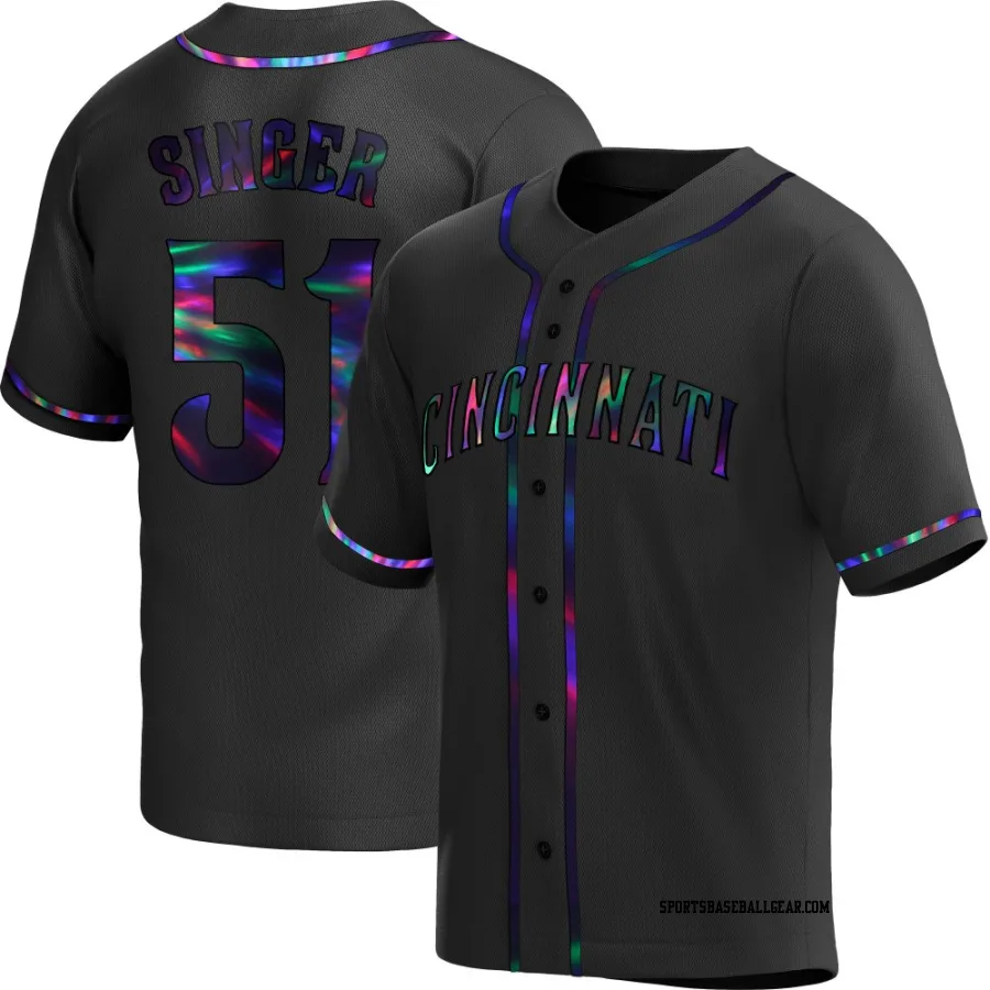 Brady Singer Men's Cincinnati Reds Black Holographic Replica Alternate Jersey