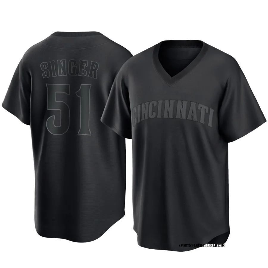 Brady Singer Men's Cincinnati Reds Black Replica Pitch Fashion Jersey