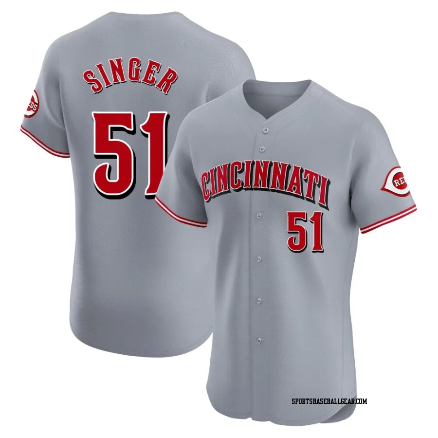 Brady Singer Men's Cincinnati Reds Gray Elite Road Jersey