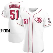 Brady Singer Men's Cincinnati Reds White Authentic Home Jersey