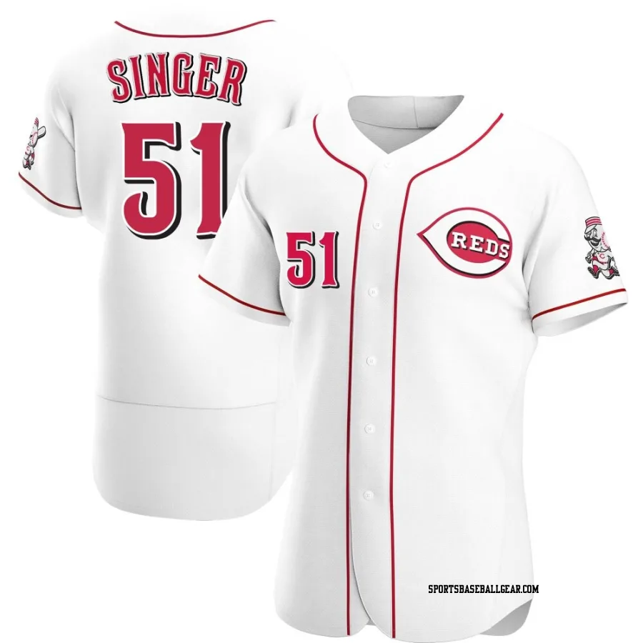 Brady Singer Men's Cincinnati Reds White Authentic Home Jersey