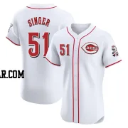 Brady Singer Men's Cincinnati Reds White Elite Home Patch Jersey