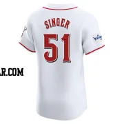 Brady Singer Men's Cincinnati Reds White Elite Home Patch Jersey