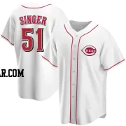 Brady Singer Men's Cincinnati Reds White Replica Home Jersey