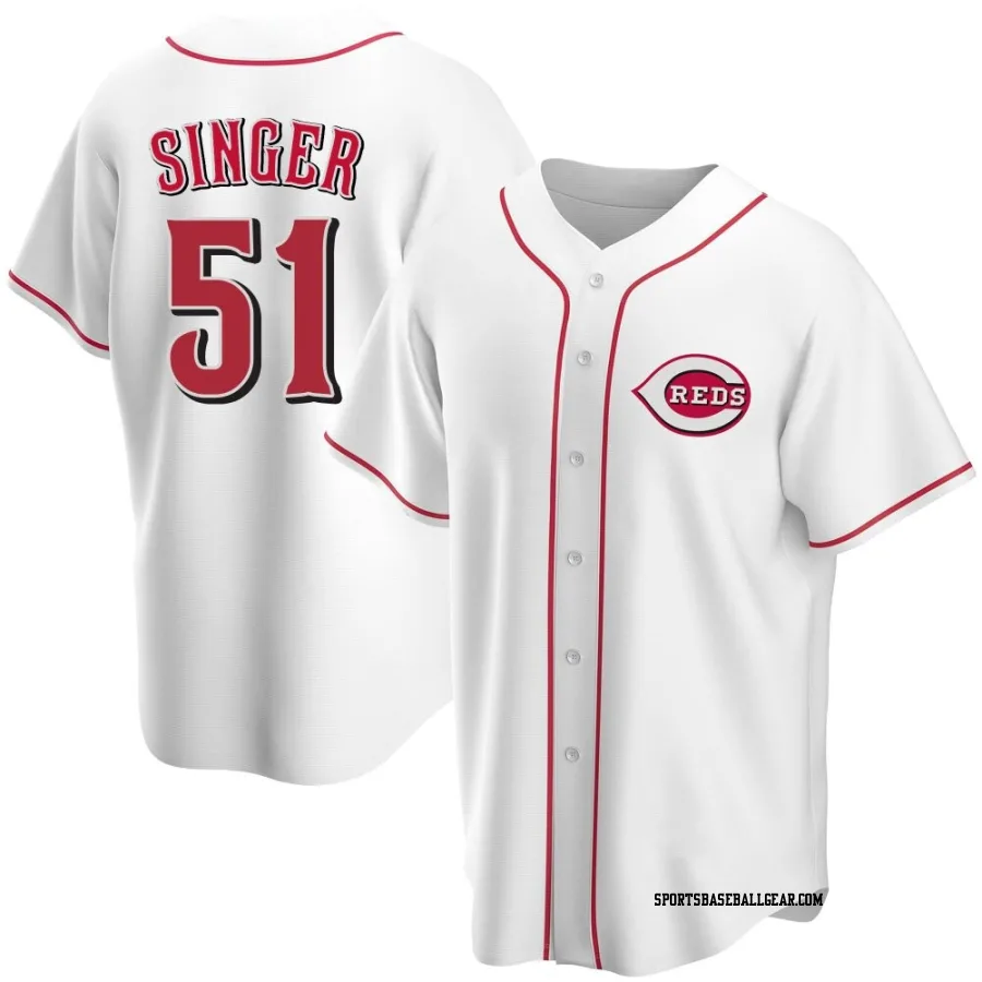 Brady Singer Men's Cincinnati Reds White Replica Home Jersey