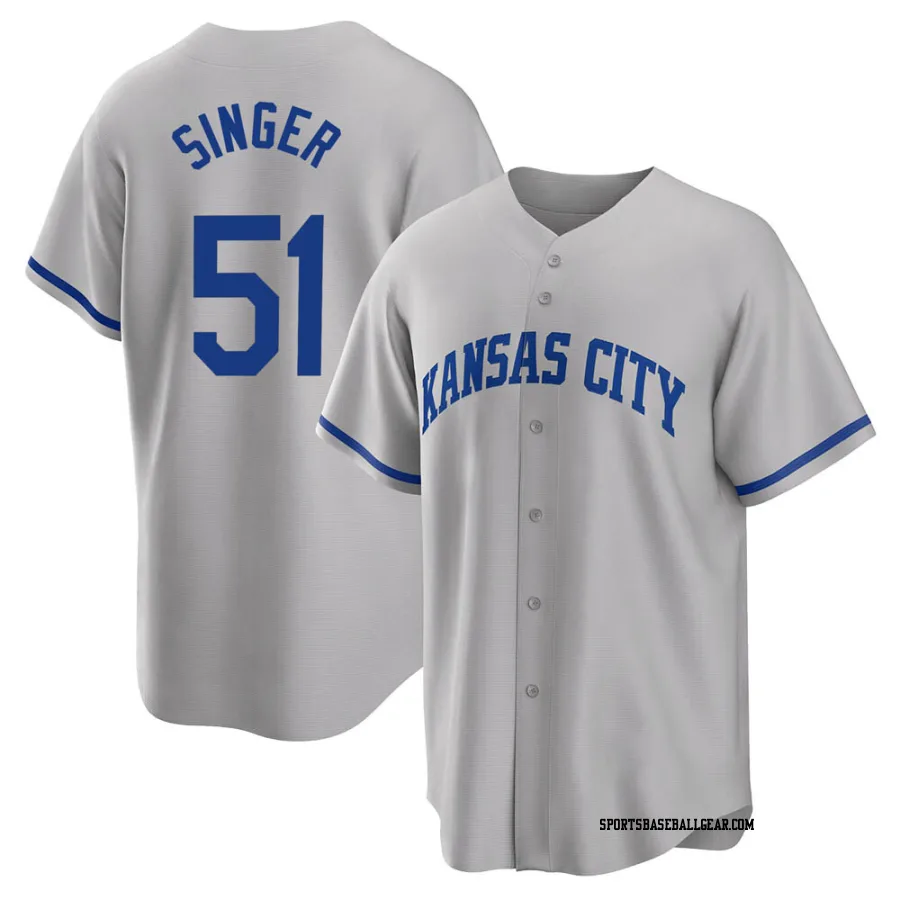 Brady Singer Men's Kansas City Royals Gray Replica 2022 Road Jersey