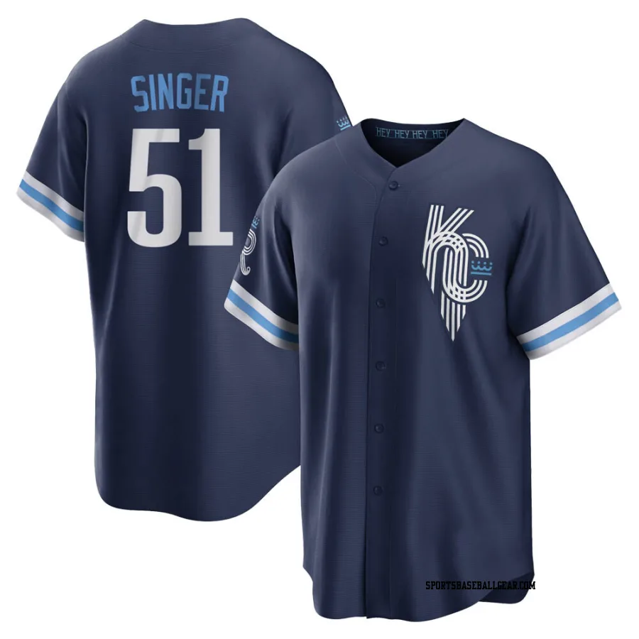 Brady Singer Men's Kansas City Royals Navy Replica 2022 City Connect Jersey