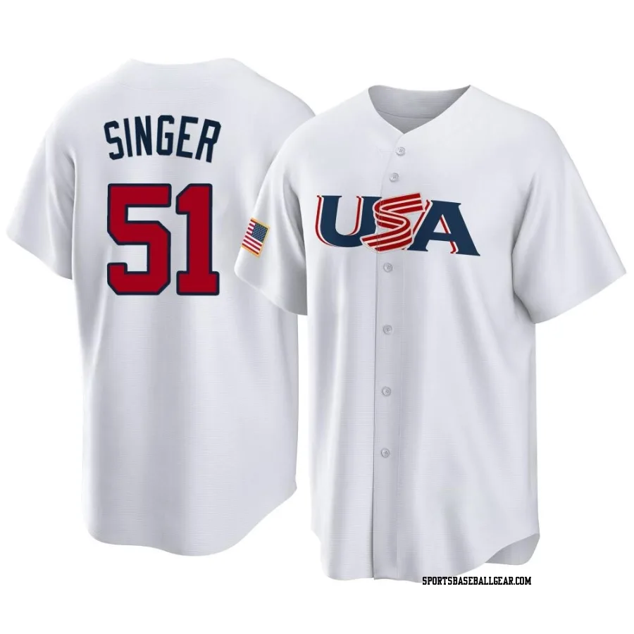 Brady Singer Men's USA Baseball White Replica 2023 World Baseball Classic Jersey