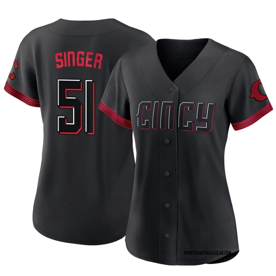 Brady Singer Women's Cincinnati Reds Black Authentic 2023 City Connect Jersey