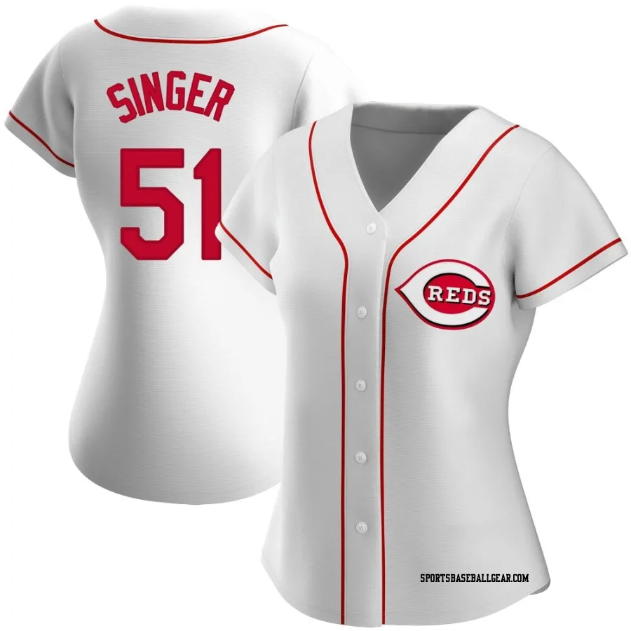 Brady Singer Women's Cincinnati Reds White Authentic Home Jersey