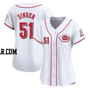 Brady Singer Women's Cincinnati Reds White Limited Home Jersey