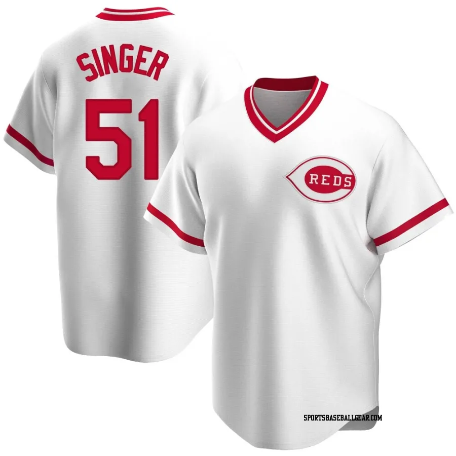 Brady Singer Youth Cincinnati Reds White Replica Home Cooperstown Collection Jersey