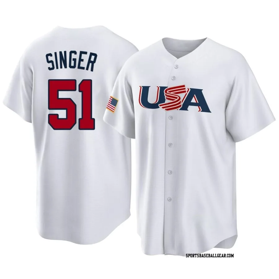 Brady Singer Youth Kansas City Royals White Replica USA Baseball 2023 World Baseball Classic Jersey