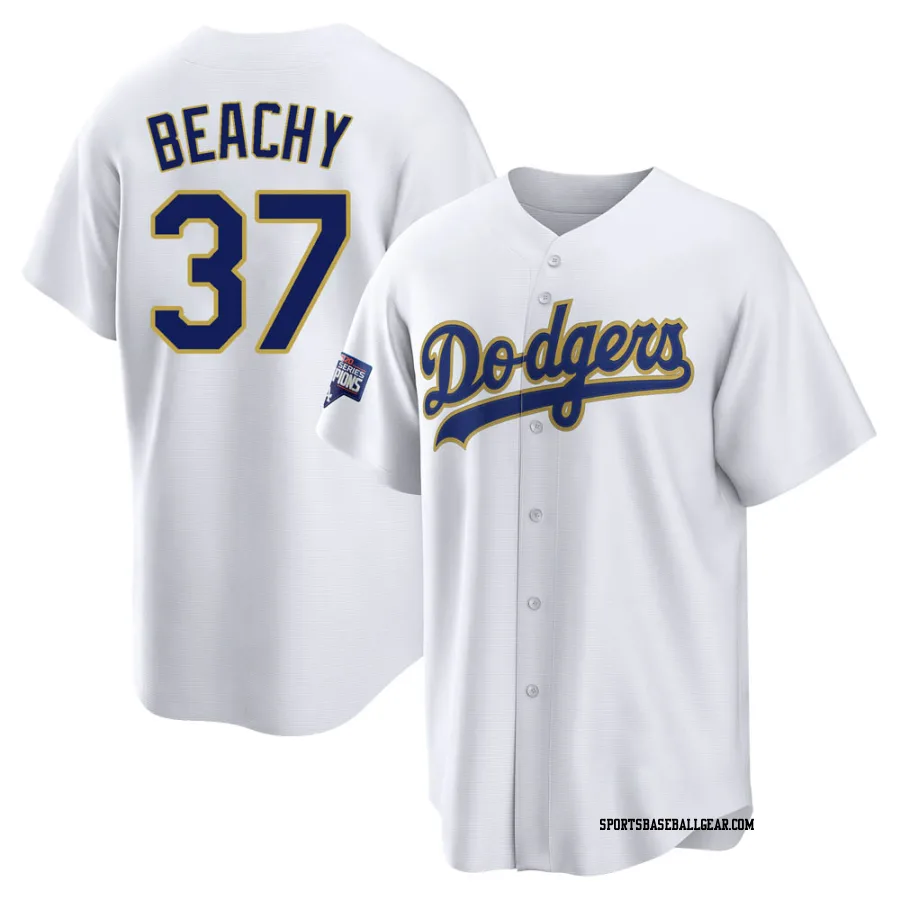 Brandon Beachy Men's Los Angeles Dodgers White/Gold Replica 2021 Gold Program Player Jersey