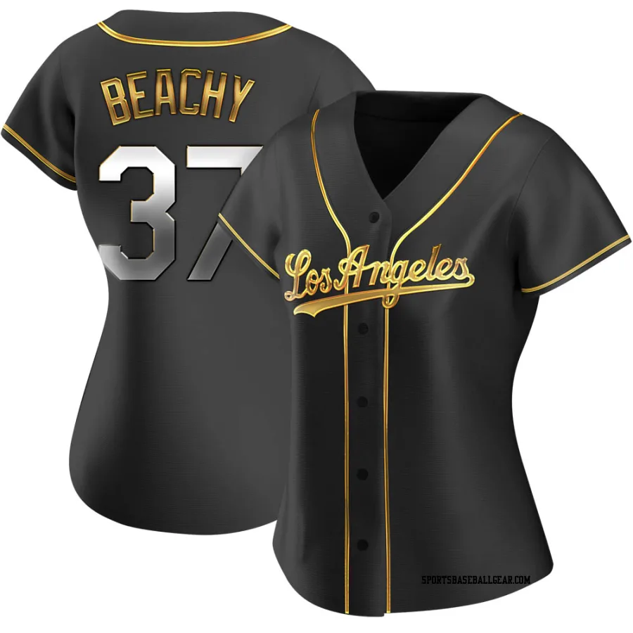 Brandon Beachy Women's Los Angeles Dodgers Black Golden Replica Alternate Jersey