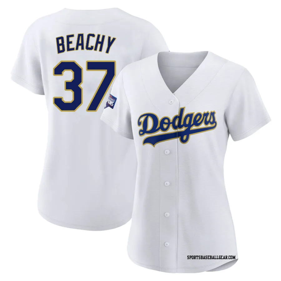 Brandon Beachy Women's Los Angeles Dodgers White/Gold Authentic 2021 Gold Program Player Jersey