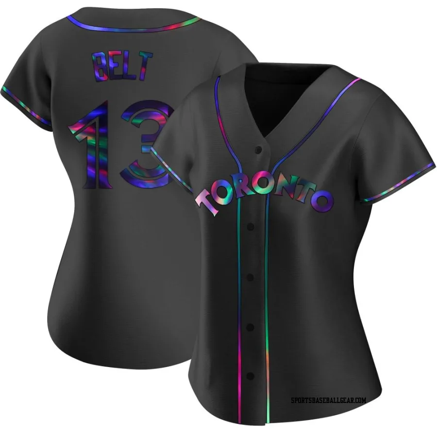 Brandon Belt Women's Toronto Blue Jays Black Holographic Replica Alternate Jersey