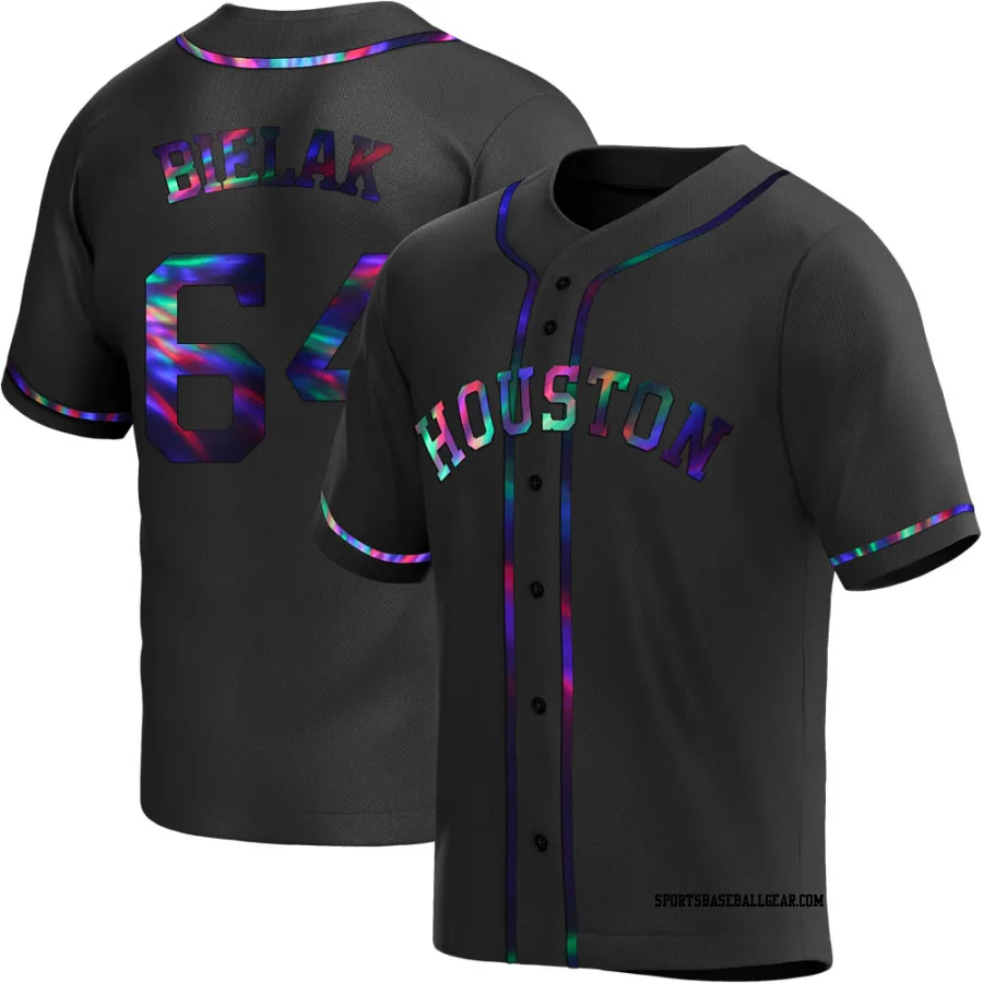 Brandon Bielak Men's Houston Astros Black Holographic Replica Alternate Jersey