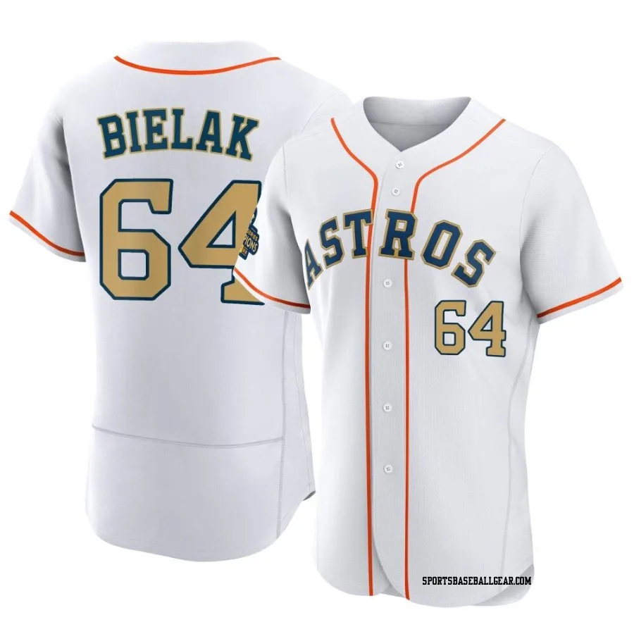 Brandon Bielak Men's Houston Astros Gold Authentic White 2023 Collection Jersey