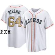 Brandon Bielak Men's Houston Astros Gold Replica White 2023 Collection Jersey