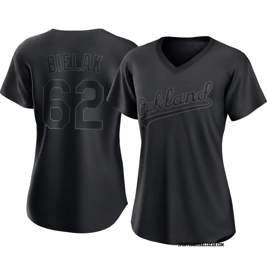 Brandon Bielak Women's Oakland Athletics Black Authentic Pitch Fashion Jersey