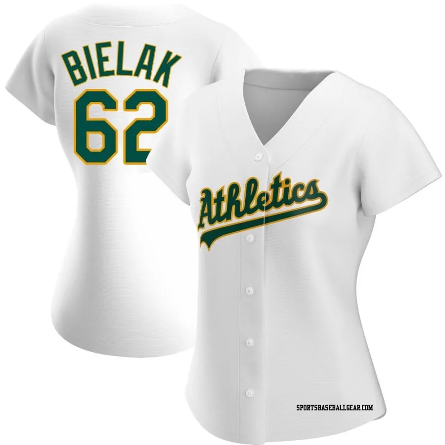 Brandon Bielak Women's Oakland Athletics White Authentic Home Jersey