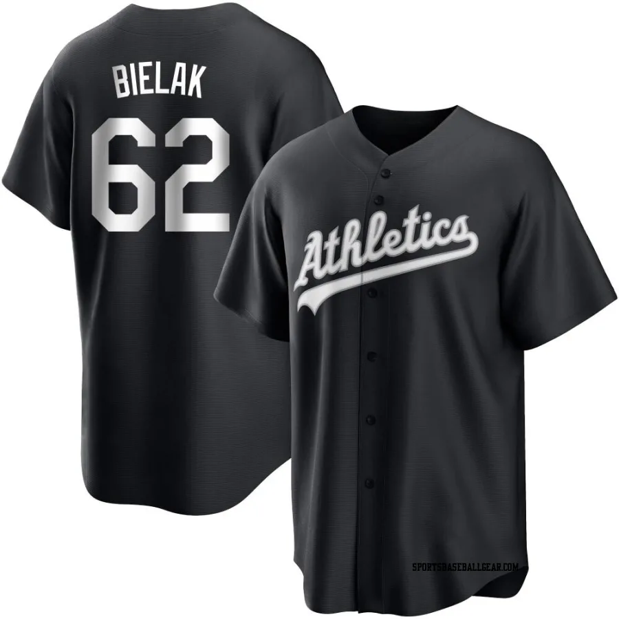 Brandon Bielak Youth Oakland Athletics Black/White Replica Jersey